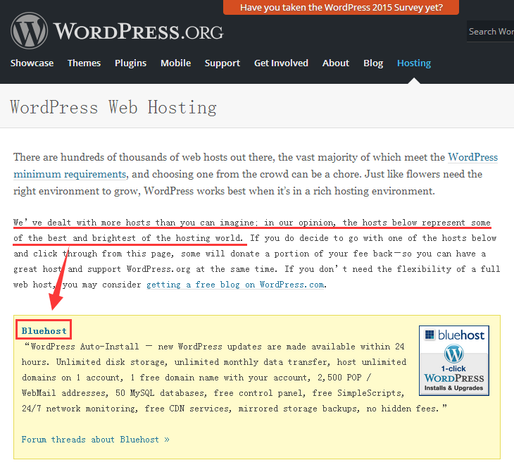 Wordpress官方推荐Bluehost