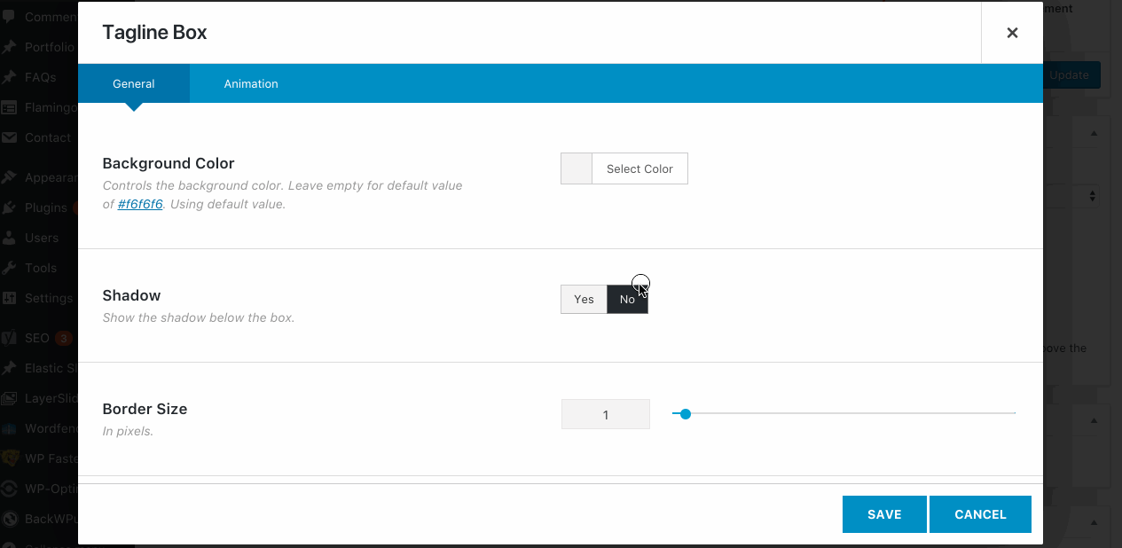tagline-box-editor tabs element设置界面